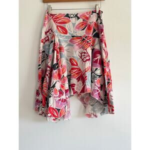 Vintage Roxy‎ Assymetrical Hem Floral Linen  Skirt Y2k Fairy Beach Boho SIZE 0